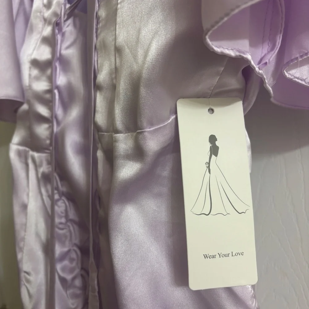 Wear Your Love Lavender Satin Gown with Draped Design - Picture 4 of 4